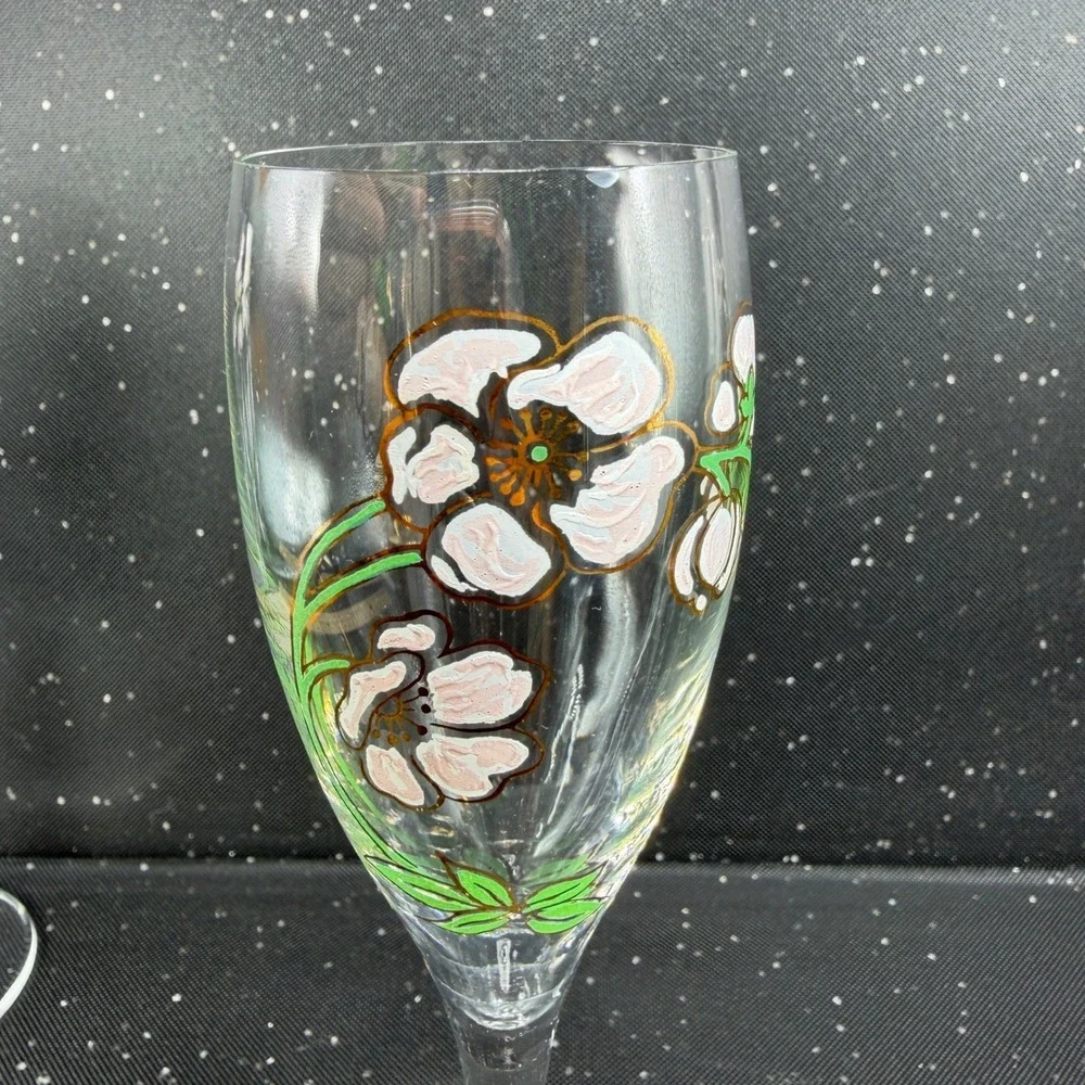 Perrier Jouet Belle Epoque Champagne Flutes Set of 3 Floral Anemone Glassware